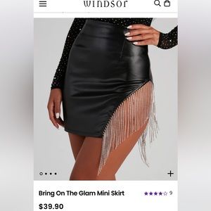 Windsor skirt - size small - black / rhinestones